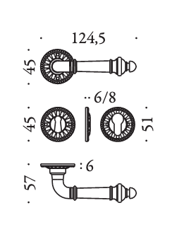 Дверная ручка Colombo Design Antologhia Impero KIM11 RBY 0.50D AG